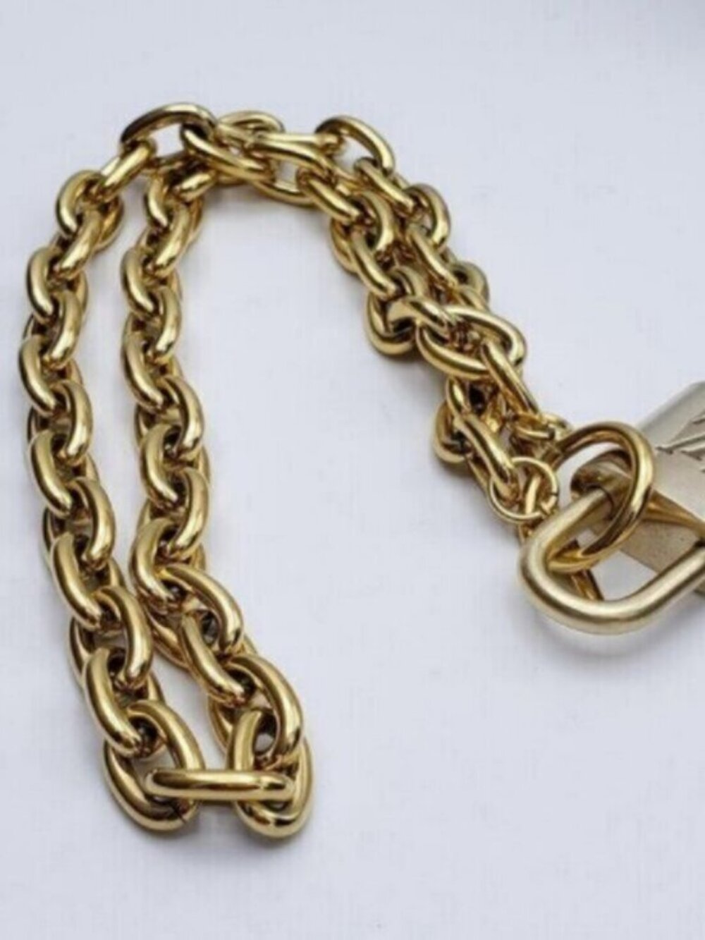 Authentic Louis Vuitton Gold Padlock w/Unbranded Stainless Steel Chain Necklace - Picture 9 of 14